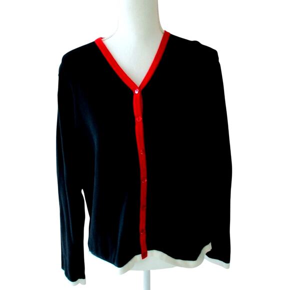 Liz Claiborne Women's Blue Long Sleeve Stretch Button Front Cardigan Sweater L. - Picture 1 of 10